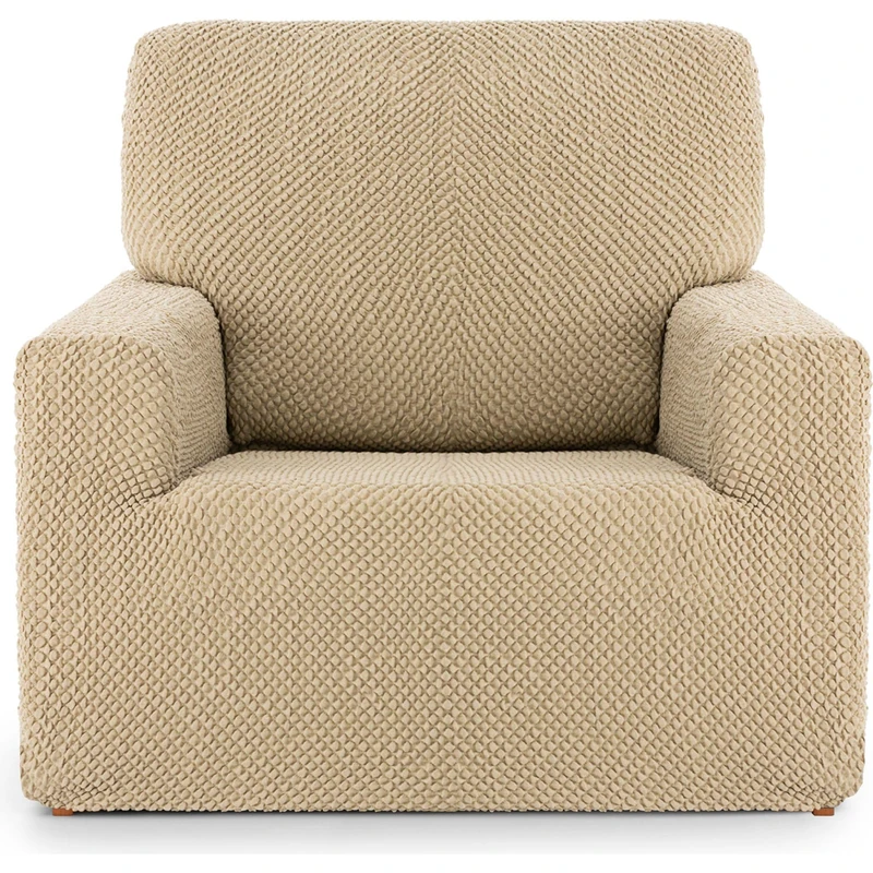 ECOMMERC3 Universal and Versatile 1 Seater Sofa Cover – Beige Sofa Cover Protector Easy to Install for Back, Seat and Arms - Image 1