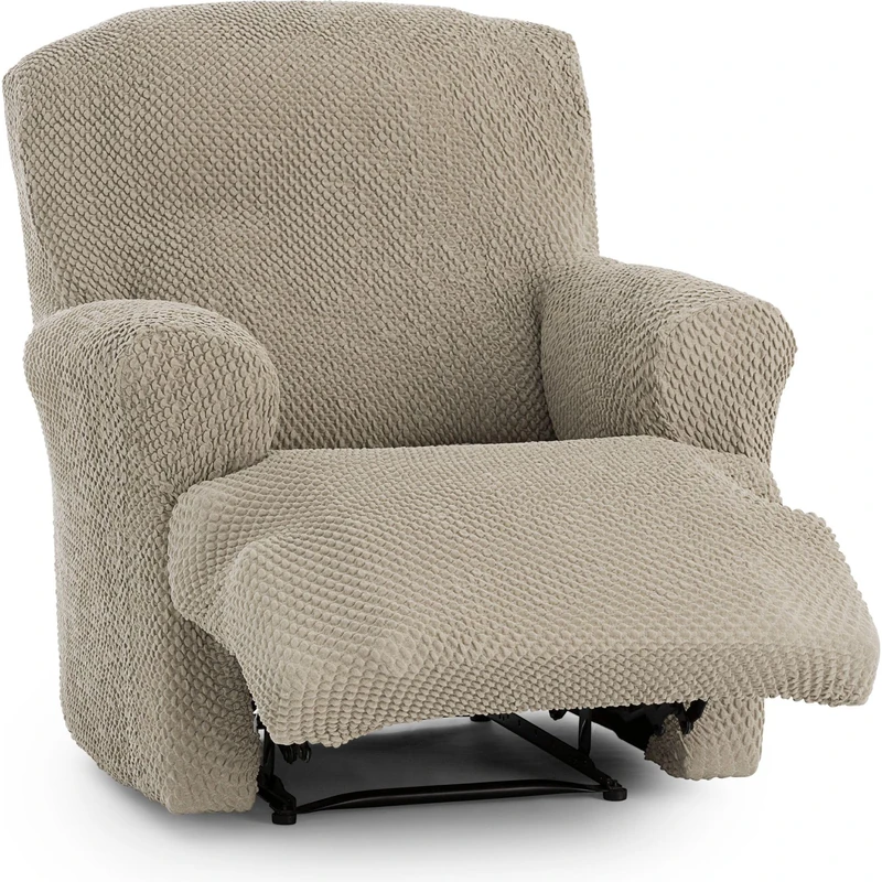 ECOMMERC3 Universal and Versatile Sofa Cover for 1 Seater Feet Together Relax – Linen Colour Easy to Install Protector for Back, Seat and Arms