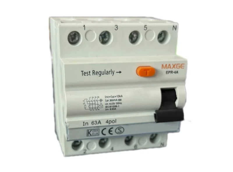 4P 63A 300mA Differential Switch with Super immunization. It Will Protect Your Electrical installations Against Leakage Currents, ensuring Superior Safety in Your Home or Business.