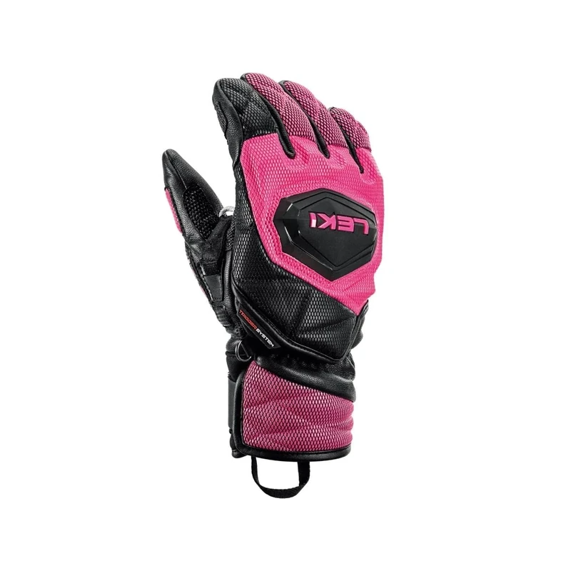 LEKI Unisex Youth WCR Venom 3D Jr. 6.0 Gloves, Black/Pink, 6