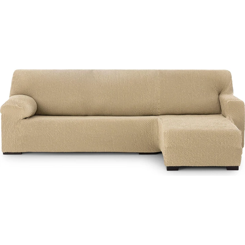 ECOMMERC3 Chaiselong | Universal and Versatile Chaiselong Sofa Cover Short Right Arm Protector Beige Easy to Install for Back, Seat and Arms - Image 1