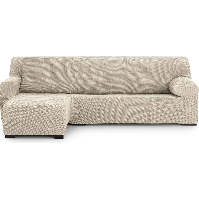 ECOMMERC3 Chaiselong | Universal and Versatile Short Left Arm Sofa Cover - Chaiselong Ecru Protector Easy to Install for Back, Seat and Arms