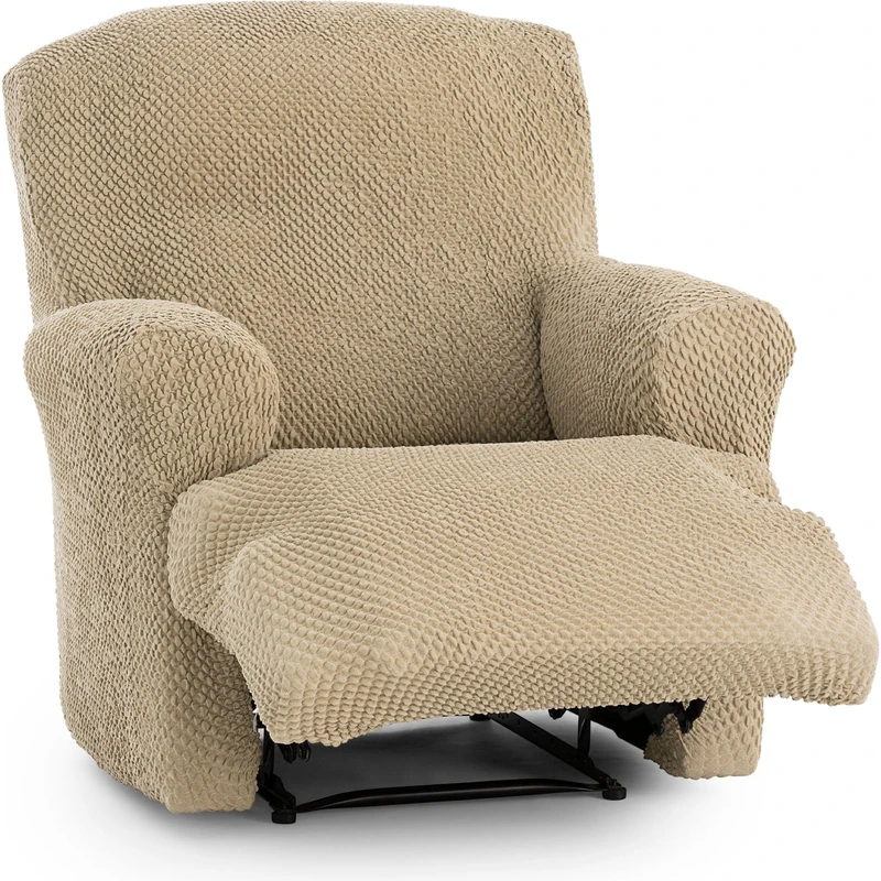 ECOMMERC3 Universal and Versatile Sofa Cover for 1 Seater Feet Together Relax – Beige Sofa Cover Protector Easy to Install for Back, Seat and Arms