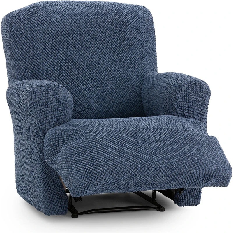 ECOMMERC3 Universal and Versatile Sofa Cover for 1 Seater Feet Together Relax – Blue Sofa Cover Protector Easy to Install for Back, Seat and Arms