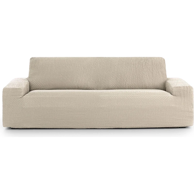 ECOMMERC3 Universal and Versatile 4 Seater Sofa Cover - Ecru Colour Protector Easy to Install for Back, Seat and Arms