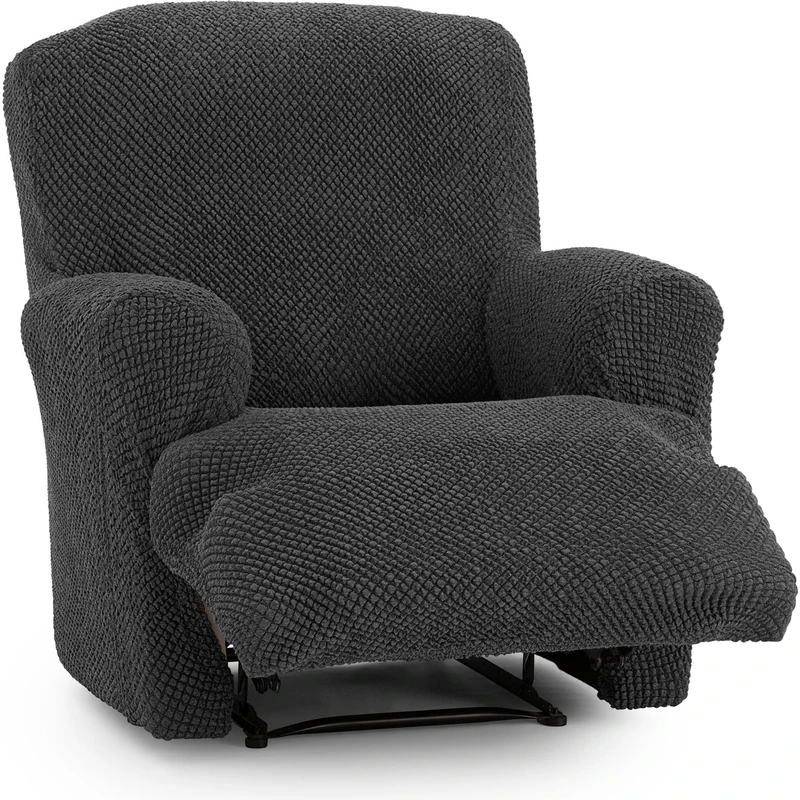 ECOMMERC3 Universal and Versatile Sofa Cover for 1 Seater Feet Together Relax – Anthracite Sofa Cover Protector Easy to Install for Back, Seat and Arms