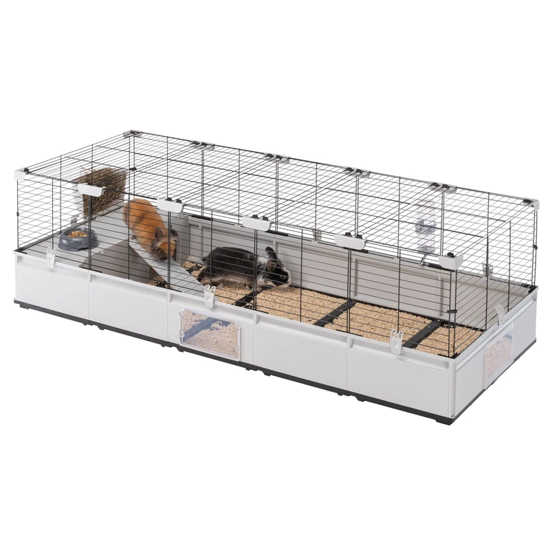 Ferplast Rabbit cage, Guinea pig cage, MODULAR 4, Extendable, Large cage, Included accessories, Easy to Clean, 179 x 72 x h 56 cm