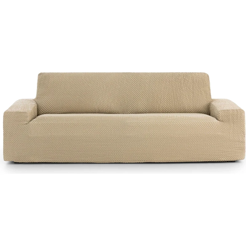 ECOMMERC3 Universal and Versatile 2 Seater Sofa Cover – Beige Sofa Cover Protector Easy to Install for Back, Seat and Arms - Image 1