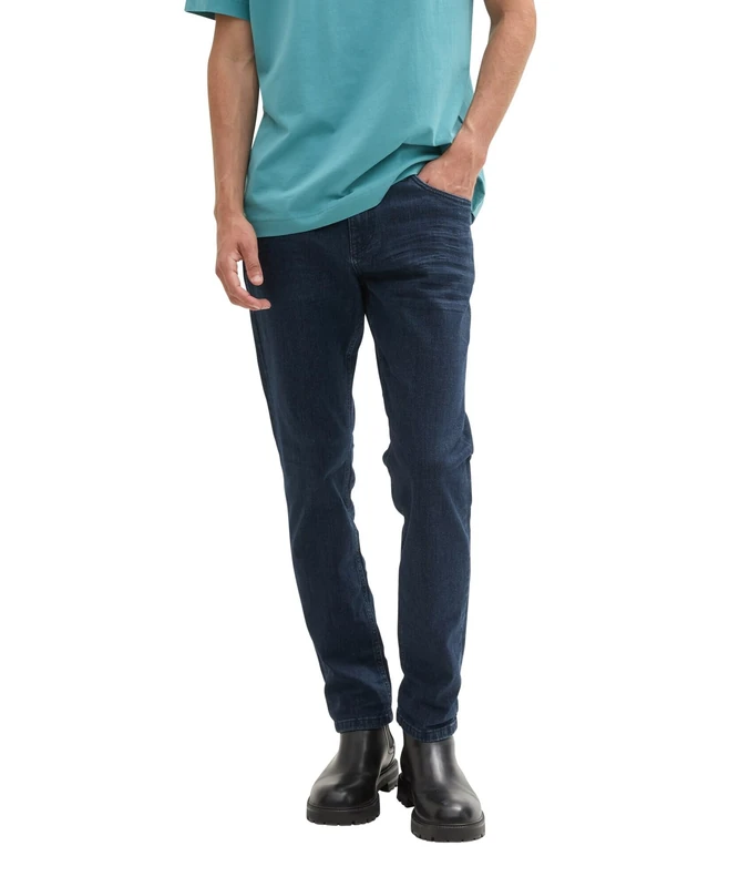 TOM TAILOR Men's Josh Regular Slim Jeans with Stretch, Blue Rinse Denim 10157, 34 W/32 L