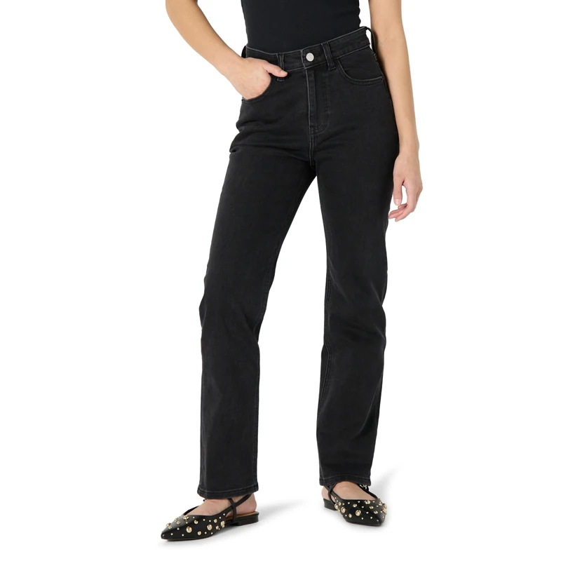The Drop Janine Slim Straight Leg Jeans, Black, 10