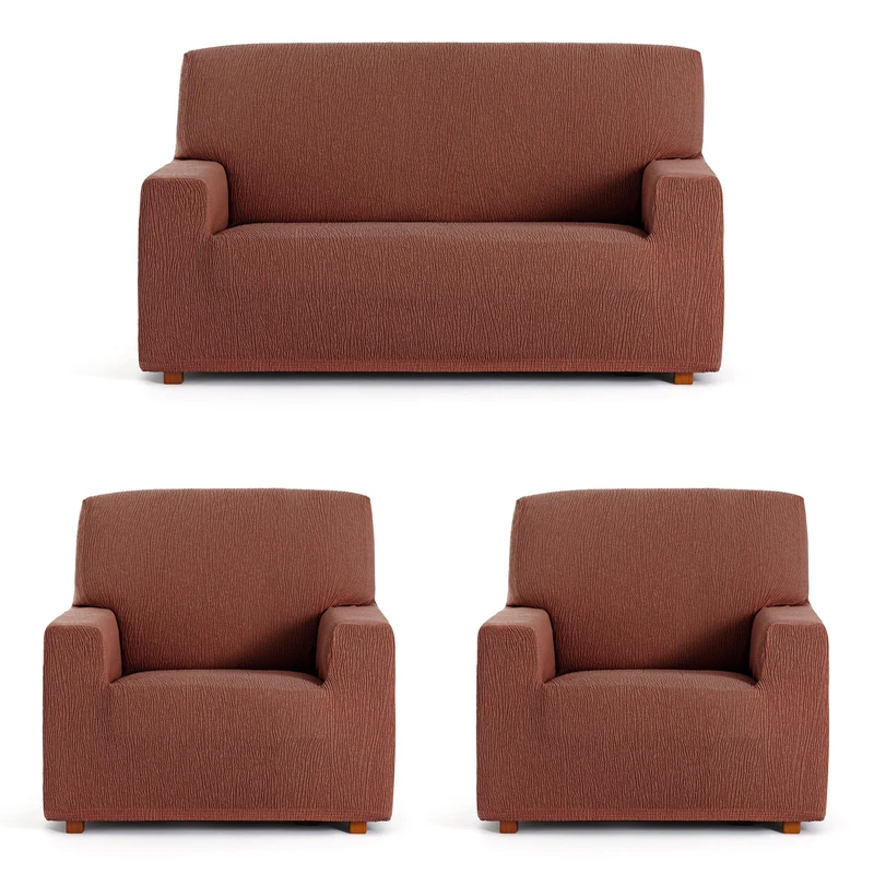 ECOMMERC3 | Trio 3+1+1 Universal and Versatile Sofa Cover - Orange Protector Easy to Install for Back, Seat and Arms
