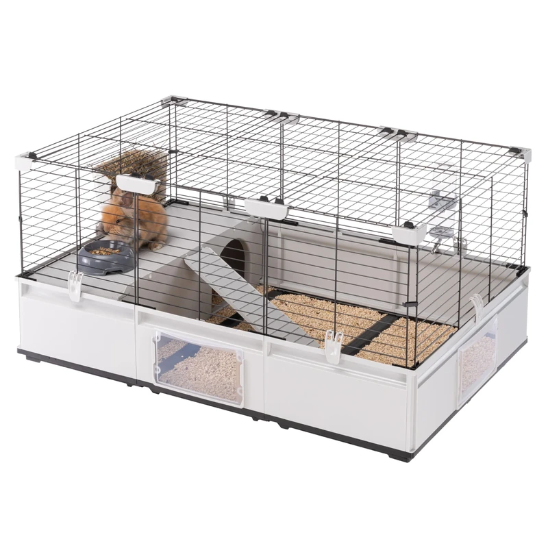 Ferplast Rabbit cage, Guinea pig cage, MODULAR 2, Extendable, Included accessories, Easy to Clean, 109 x 72 x h 56 cm