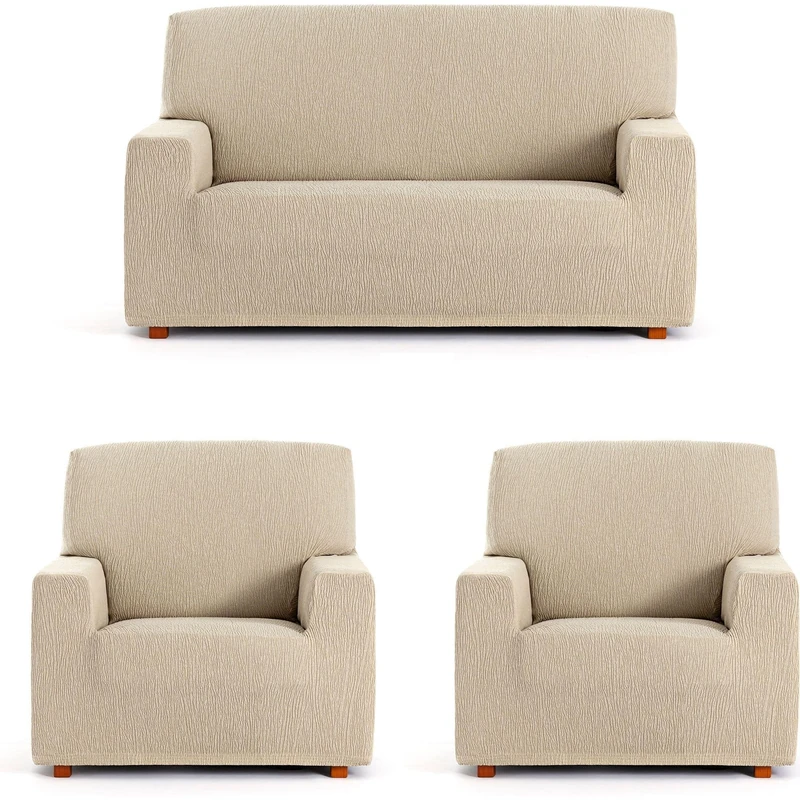 ECOMMERC3 | Trio 3+1+1 Universal and Versatile Sofa Cover - Ecru Colour Protector Easy to Install for Back, Seat and Arms