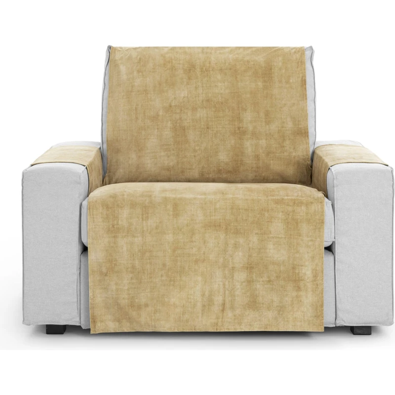 ECOMMERC3 Universal and Versatile 1 Seater Sofa Cover - Mustard Colour Protector Easy to Install for Back, Seat and Arms - Image 1