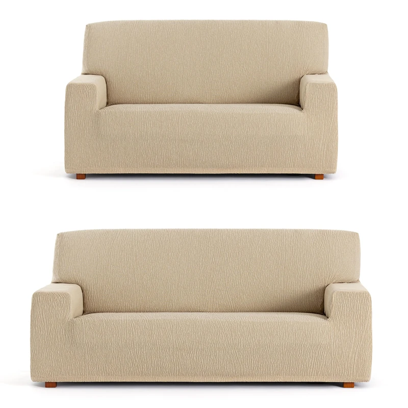 ECOMMERC3 | Universal and Versatile Duo 3+2 Sofa Cover - Beige Protector Easy to Install for Back, Seat and Arms