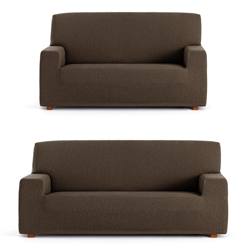 ECOMMERC3 | Universal and Versatile Duo 3+2 Sofa Cover - Brown Protector Easy to Install for Back, Seat and Arms