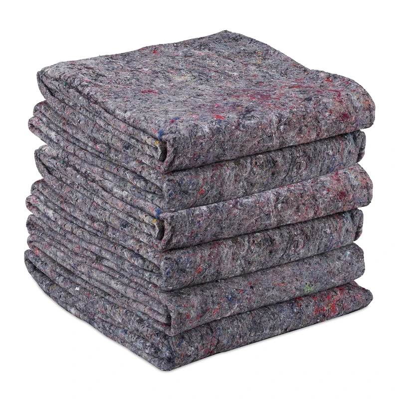 Relaxdays Furniture Moving Van Removal Packing Transit Fabric Blankets, Set of 6, for Transport, HxW 150 x 200 cm, Grey, Plastic, Fleece