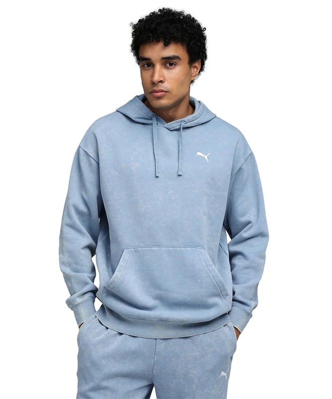 PUMA ESS ELEVATED Relaxed Wash Hoodie FL Cool Blue