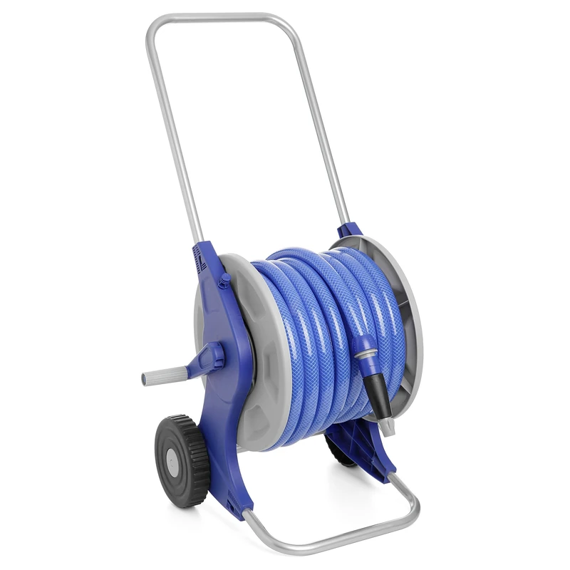 TATAY Hose cart with wheels and Hose Blue line, with 3/4" connection, hand rolled, made of anti-UV plastic and steel