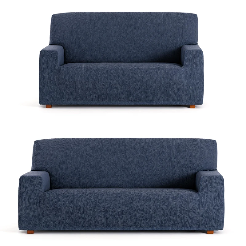 ECOMMERC3 | Universal and Versatile Duo 3+2 Sofa Cover – Blue Sofa Protector Easy to Install for Back, Seat and Arms