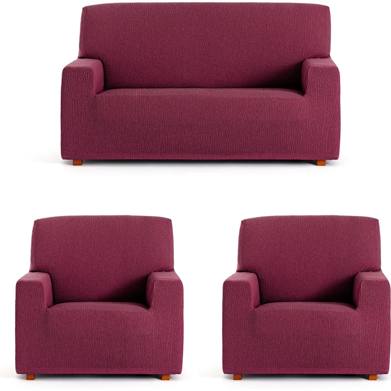 ECOMMERC3 | Trio 3+1+1 Universal and Versatile Sofa Cover - Bordeaux Protector Easy to Install for Back, Seat and Arms