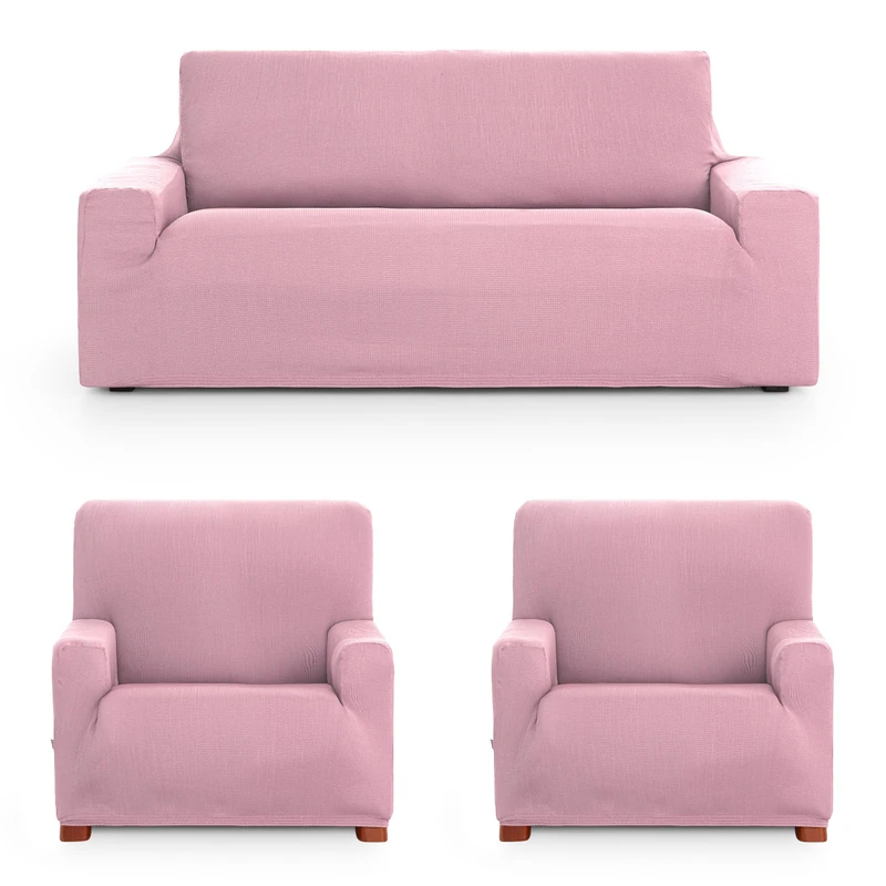 ECOMMERC3 | Trio 3+1+1 Universal and Versatile Sofa Cover - Pink Protector Easy to Install for Back, Seat and Arms