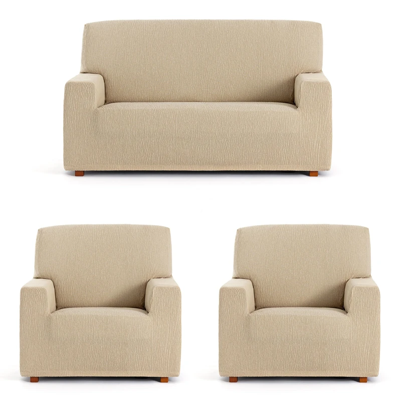 ECOMMERC3 | Trio 3+1+1 Universal and Versatile Sofa Cover - Beige Protector Easy to Install for Back, Seat and Arms