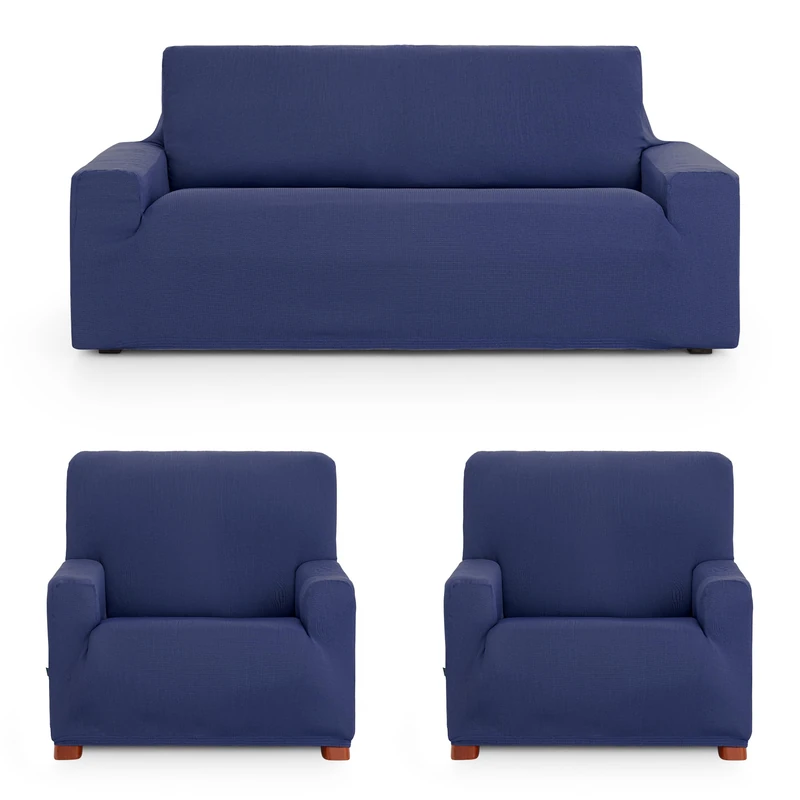 ECOMMERC3 | Trio 3+1+1 Universal and Versatile Sofa Cover – Blue Sofa Cover Protector Easy to Install for Back, Seat and Arms - Image 1