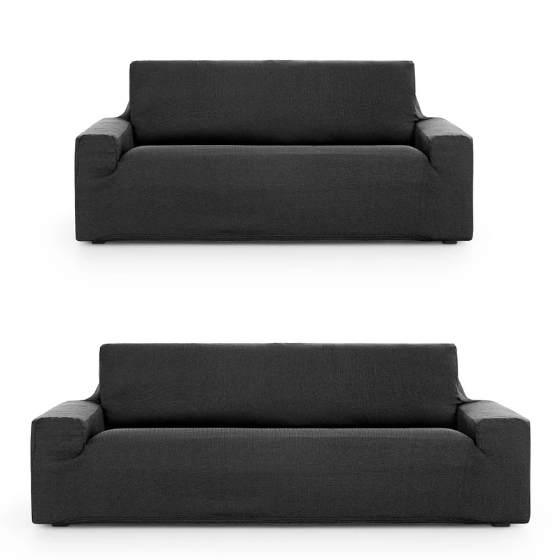 ECOMMERC3 | Universal and Versatile 3+2 Duo Sofa Cover - Dark Grey Protector Easy to Install for Back, Seat and Arms