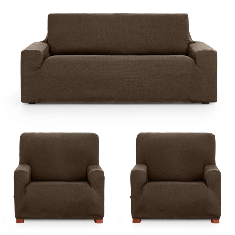 ECOMMERC3 | Trio 3+1+1 Universal and Versatile Sofa Cover - Brown Protector Easy to Install for Back, Seat and Arms