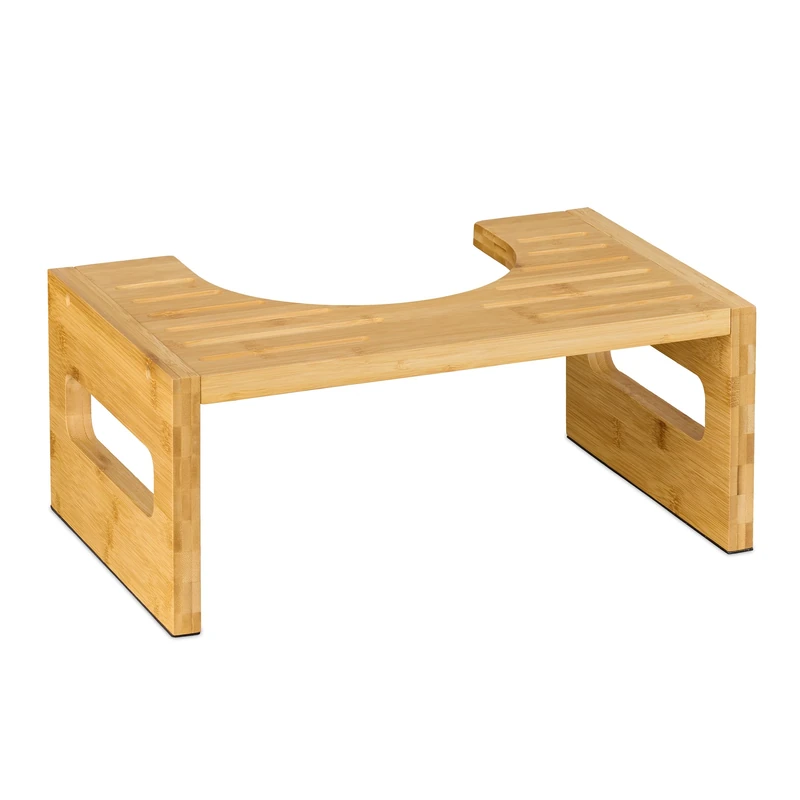 Relaxdays Toilet Stool, Bathroom Step for Adults, Bamboo, 18.5 x 43.5 x 28 cm, for Healthy Squatting Position, Natural, Foam