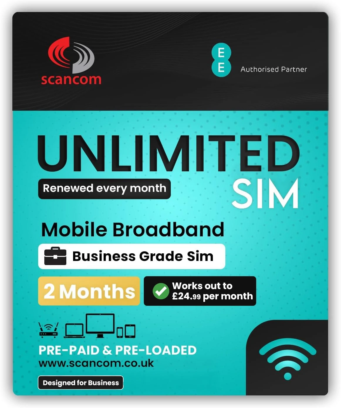 EE Unlimited Data SIM – Uncapped 5G Speeds – Preloaded for 2 Months from Order – Ideal for Mobile Broadband, Routers & Phones - Works out to £24.99 per month