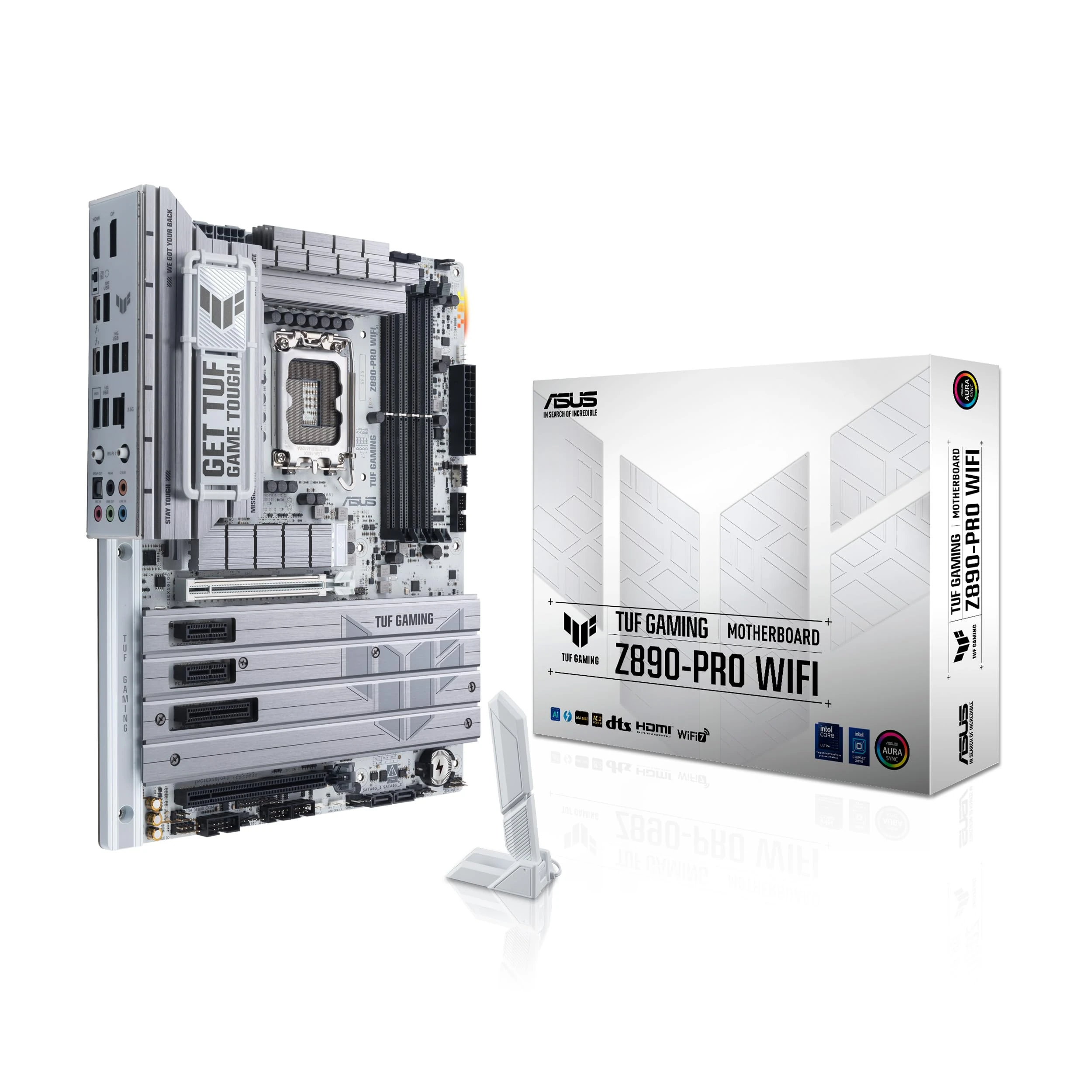 ASUS TUF GAMING Z890-PRO WIFI Intel ATX motherboard, 16+1+2+1(80A) power stages, DDR5, PCIe 5.0 w/full support for next-gen GPUs, 2xUSB4, front USB 20Gbps w/PD Fast Charge, 4xM.2 slots, Wi-Fi 7