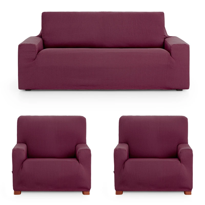 ECOMMERC3 | Trio 3+1+1 Universal and Versatile Sofa Cover - Bordeaux Protector Easy to Install for Back, Seat and Arms