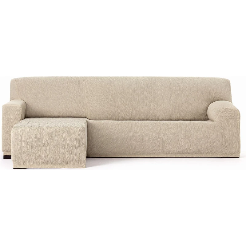 ECOMMERC3 Universal and Versatile Chaiselong Short Left Arm Sofa Cover – Ecru Chaise Lounge Protector Easy to Install for Back, Seat and Arms - Image 1