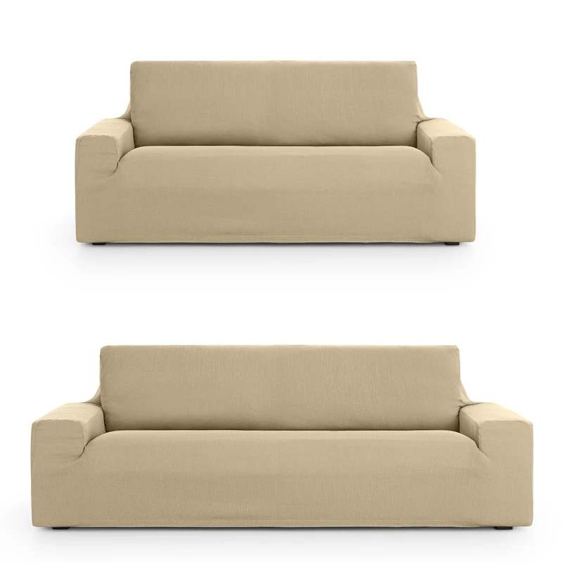 ECOMMERC3 | Universal and Versatile Sofa Cover 3+2 Duo Beige Protector Easy to Install for Back, Seat and Arms