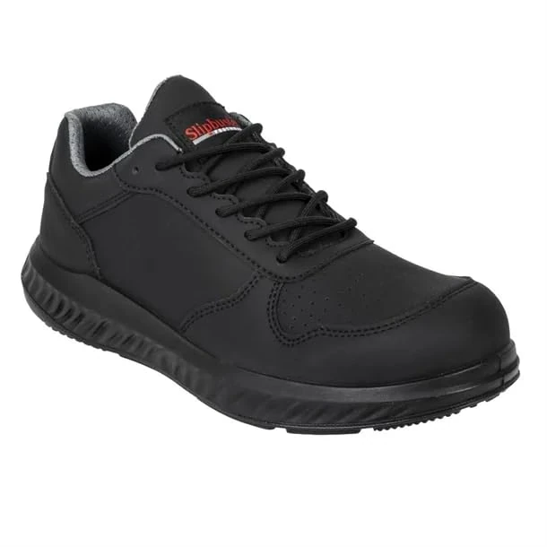 Slipbuster No Toe Cap Trainer - Black Matte Microfibre (Recycled) (Size 43)