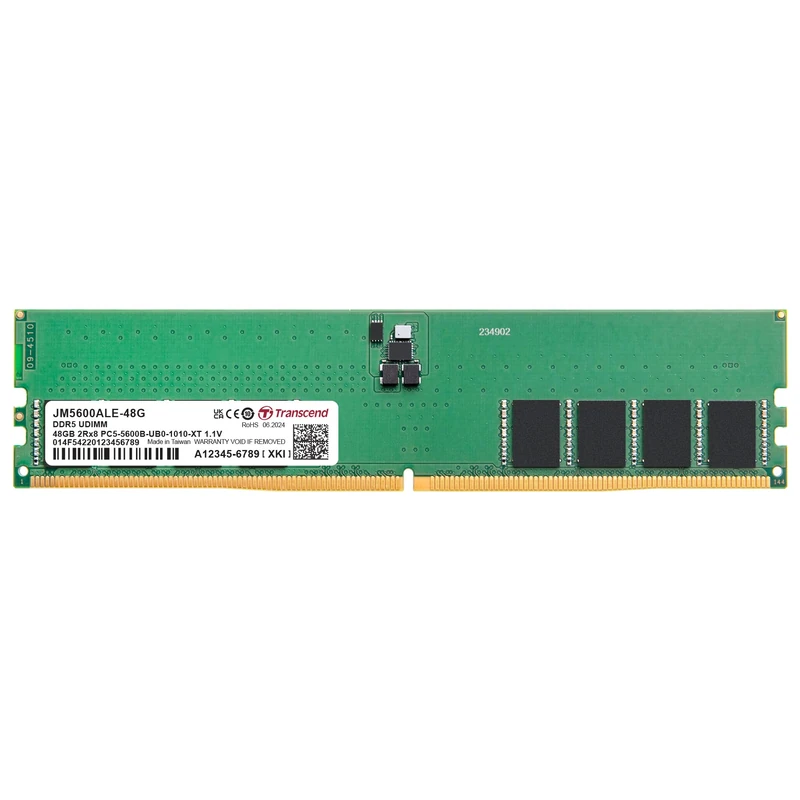 Transcend JetRam 48GB DDR5 RAM 5600MHz Unbuffered Long-DIMM 2Rx8 CL46 1.1V, JM5600ALE-48G