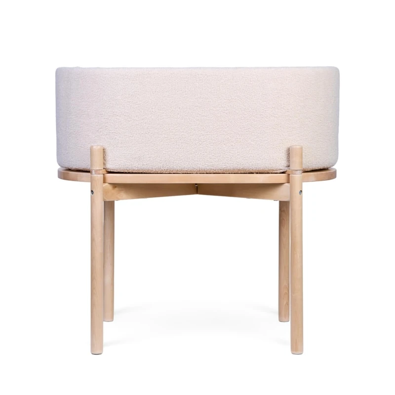 CHILDHOME, 2 in 1 Baby Crib, 0-6Months, Birch Wood and Teddy Material, Children's Table, Activity Table 6 Months to 6 Years, Mattress Included, Safe, Teddy Ecru