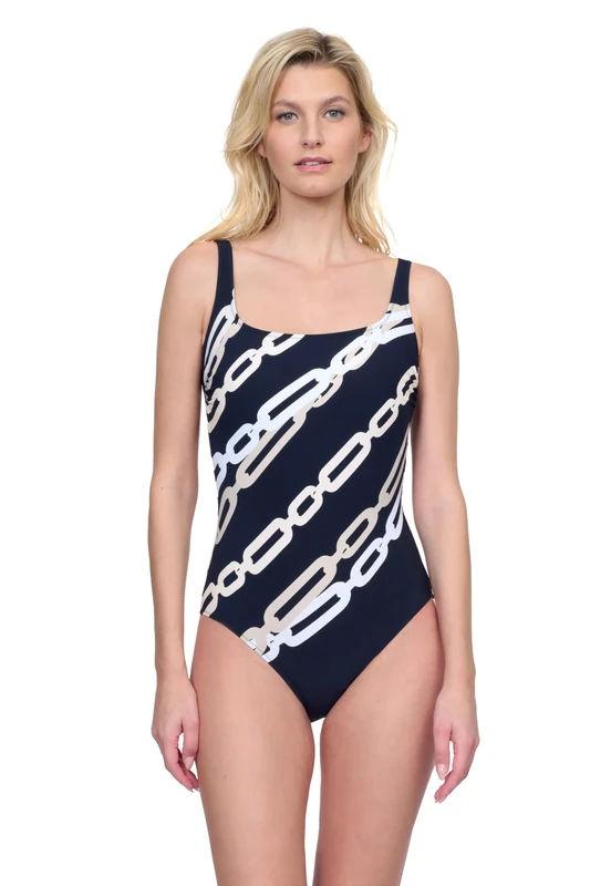 Gottex Women's Bejeweled One Piece Swimsuit, Black Cream, 14