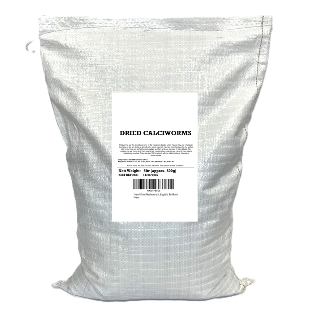 10 Litre Refill Bag Dried Calciworms Premium Wild Bird & Hedgehog Food (Weight 1.5kg/approx. 10L)