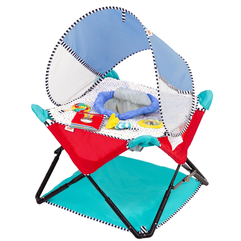 Bright Starts Pop 'N Jump Portable Activity Jumper, Indoor/Outdoor Use, Sweet Treats with 4 Sensory Toys, Ages 6-12 Months