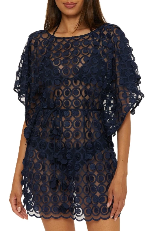 Trina Turk Women's Poolside Bubbly Caftan, Casual, Sheer, Beach Cover Ups Swimwear, Ink, XS-S - Image 1