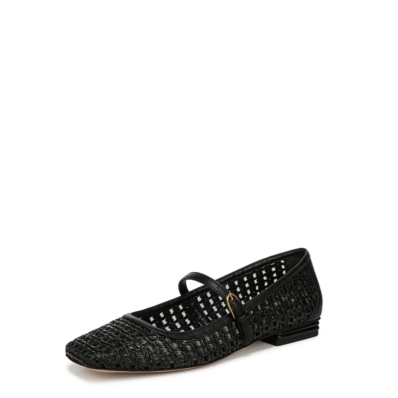 Franco Sarto Women's Tinsley Mary Jane Flat, Black Open Weave, 5
