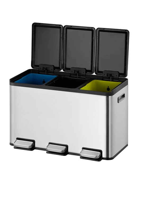 EKO Recyclable Trash Can 10L+10L with Pedal | Stainless Steel Anti-Fingerprint for Kitchen | Double Compartment Trash Can with Soft Close