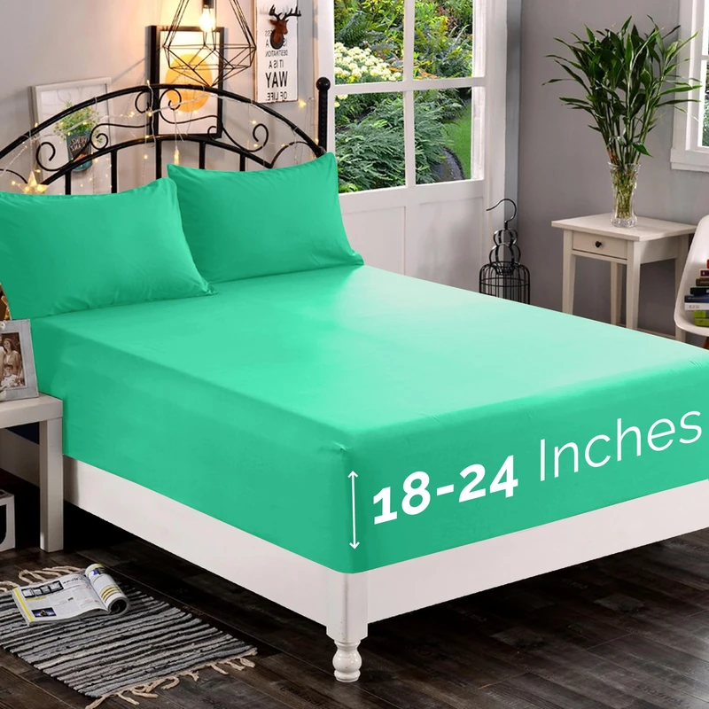 Elegant Comfort 1500 Premium Quality Fitted Sheet Ultra Soft 18-24 Inch Extra Deep Pocket - Single Fitted Sheet for High Mattress - Wrinkle Free with Smart Storage Pockets, King, Paradise Teal