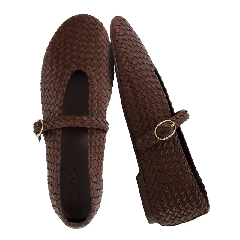 CUSHIONAIRE Women's Bistro Woven Mary Jane Flat +Memory Foam, Wide Widths Available, Woven Brown, 6 UK - Image 1