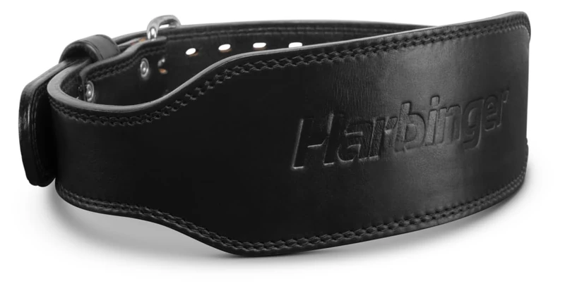Harbinger 4" Padded Leather Weightlifting Belt-Supports Lower Back and Core,Countoured Leather and Suede Interior Provides Snug and Comofrtable Fit,Ideal For Heavy Lifting,XLarge,Black