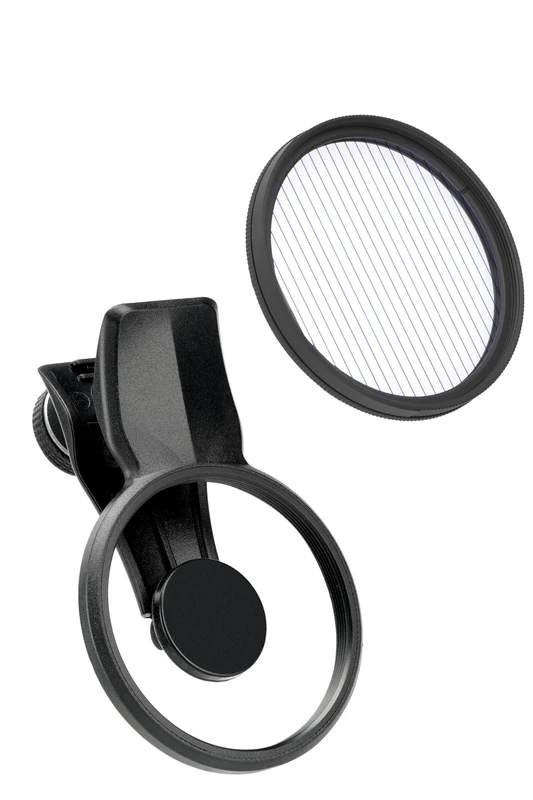 EXAPRO Smartphone Lens Filter Clip + Anamorflare Blue Filter Set, Ray-Like Flare Effect, forφ49mm Lens Filter, Rotating Frame Type, Compatible with iPhone/Android, EXP-FCAF-03BL