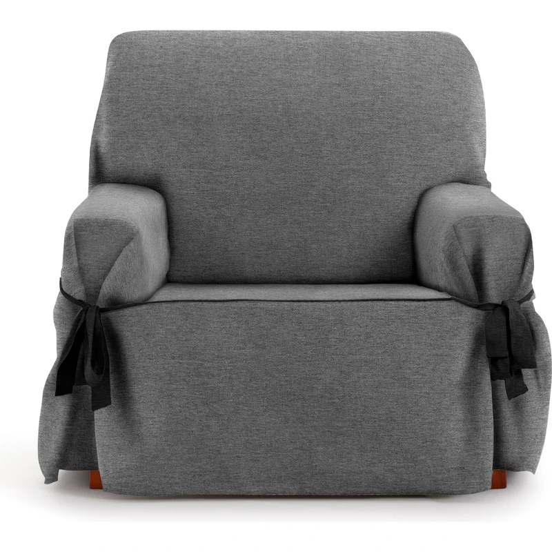 ECOMMERC3 | 1 Seater Sofa Cover Made of Non-Elastic Jacquard Fabric – Anthracite Sofa Cover with Decorative Ties and Elegant Protection for Your Sofa